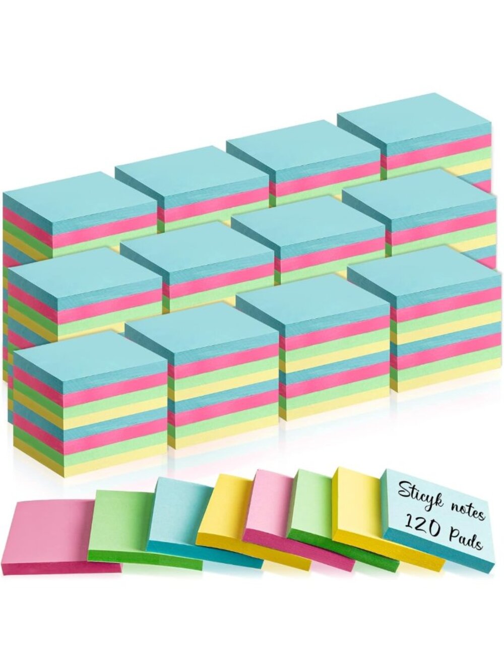 120 Sticky Notes Bulk - 1.5x2 Simple Style Classic Colors for Office & Home Use